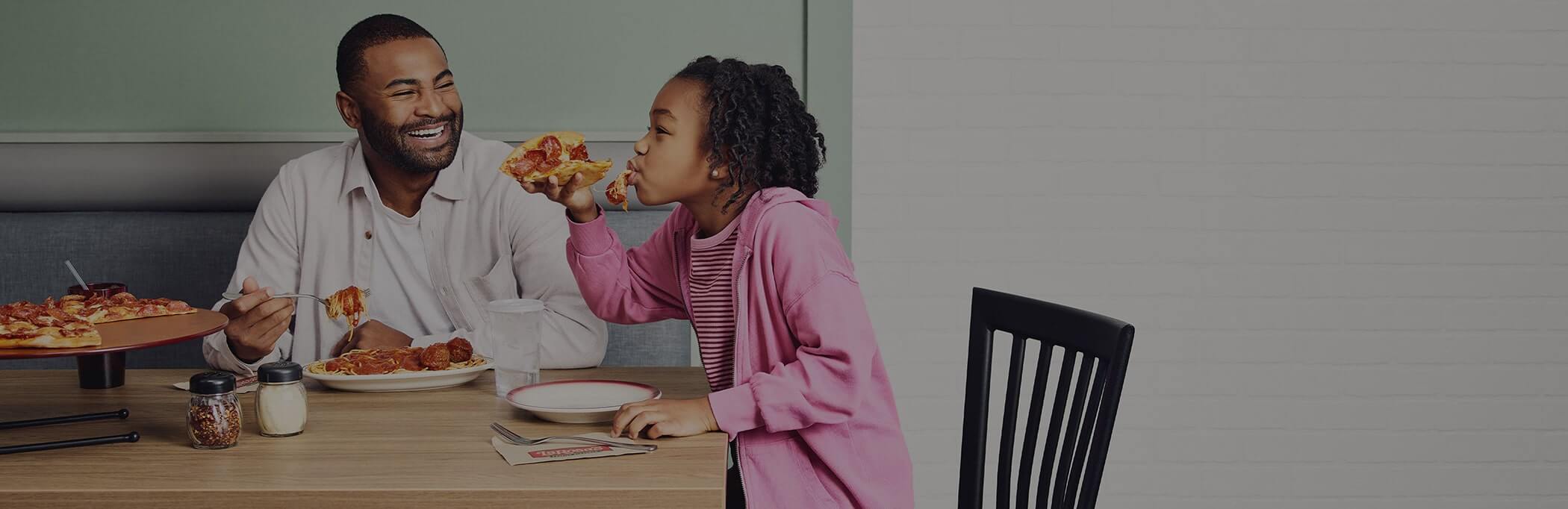 A family enjoying a meal